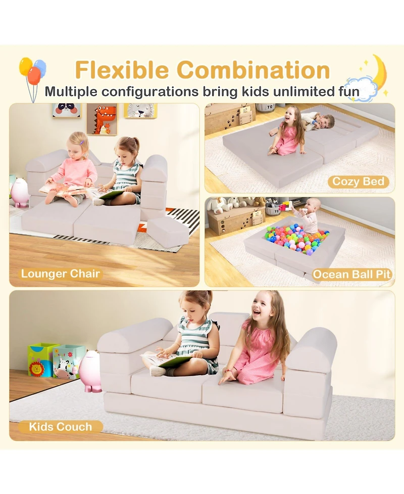 Gouun 9-Piece Climb and Crawl Foam Playset with Suede Fabric Cover