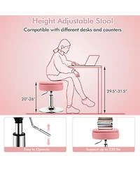 Gouun Height-Adjustable 360-Degree Swivel Vanity Stool with Hidden Storage and Removable Tray