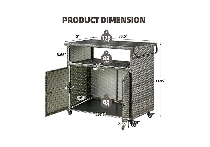 Aecojoy Outdoor Bar Cart with Wheels