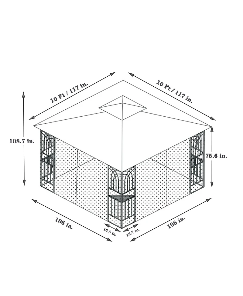 Clihome 10x10 Ft Outdoor Patio Gazebo Canopy Tent with Double Vented Roof and Mosquito net