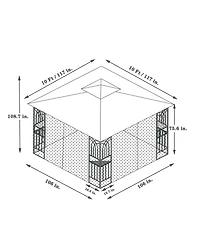 Clihome 10x10 Ft Outdoor Patio Gazebo Canopy Tent with Double Vented Roof and Mosquito net