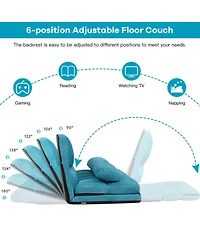 Gouun 6-Position Foldable Floor Sofa Bed with Detachable Suede Cover