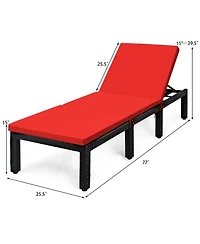 Gouun Wicker Sun Lounger with 7-Position Adjustable Backrest and Dual Cushion Covers
