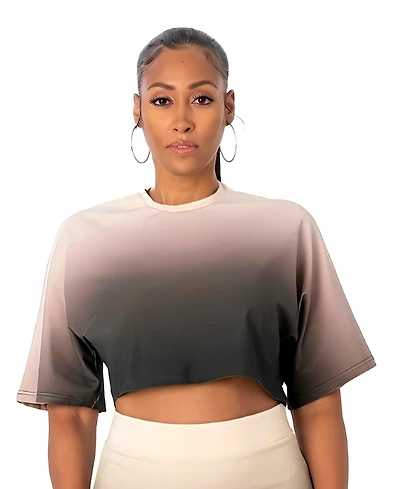 Dai Moda Women's Ombre Oversized Crop Tee