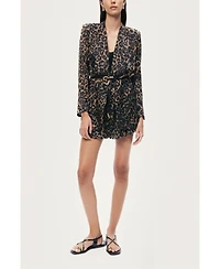 Nocturne Women's Printed Leopard Belted Jacket