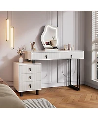 Streamdale Furniture Cloud Led Vanity with Storage and Ribbed Design