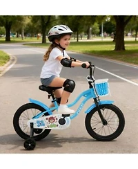Slickblue Toddler Bicycle with Training Wheels Front Basket for Kids