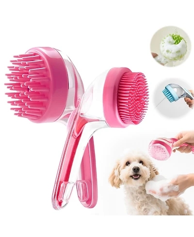 Aronkl 2pcs Pet Bath Brush With Shampoo Dispenser Massage For Dogs Cats Easy Washing Short Long Hair Coarse Fine Teeth