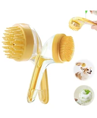 Aronkl 2pcs Pet Bath Brush With Shampoo Dispenser Massage For Dogs Cats Easy Washing Short Long Hair Coarse Fine Teeth