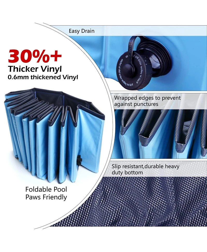 Aronkl Foldable Dog Pet Bath Pool Collapsible Bathing Tub Slip Resistant Durable Portable No Inflation