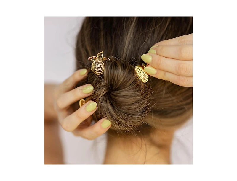 Headbands of Hope Women's Mini Claw Clip Set of 4 - Gold Seashell