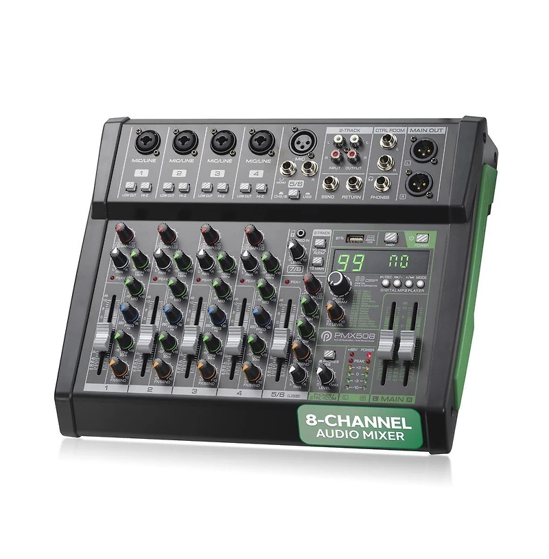 Pyle 8-Ch. Audio Sound Mixer - Bluetooth Studio Mixer - Dj Controller Audio Mixing Console