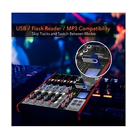 Pyle 6-Channel Pro Audio Bluetooth Studio Dj Mixer with Usb Interface and Lcd Display