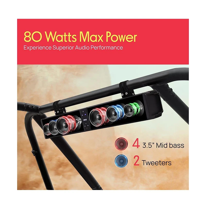 Pyle Powered Soundbar System with Built-in Amplifier and Bluetooth