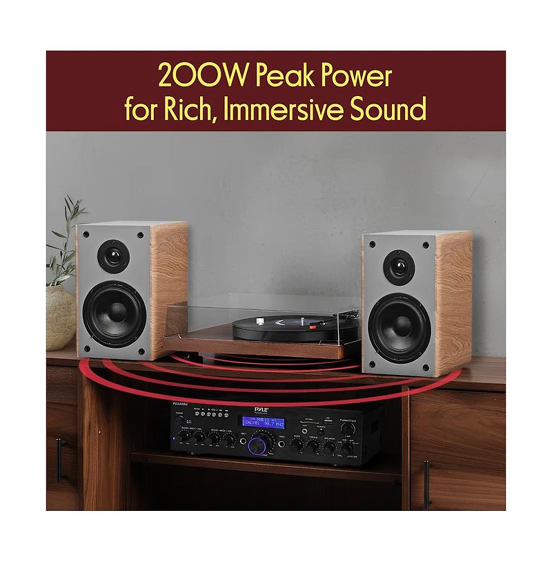 Pyle Home Theater Bookshelf Speakers - 2-Way HiFi Sound
