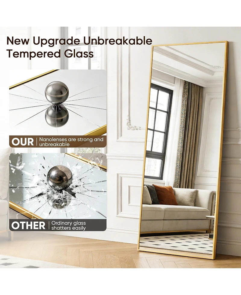 Antok Full Length Mirror 71"x30" Oversized Floor Mirror for Living Room Cloakroom Rect Style