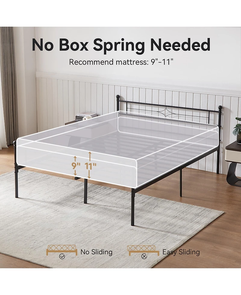 Sailvan Metal Platform Bed Frame with Headboard and Underbed Storage