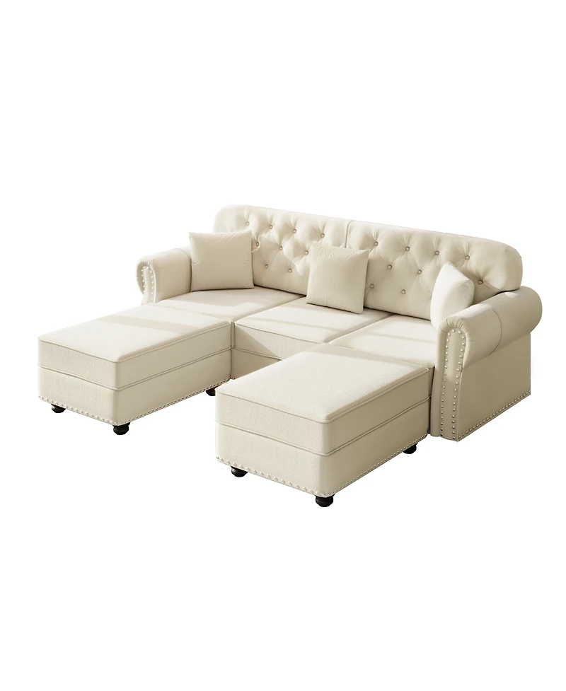 Streamdale Furniture Velvet Chesterfield Sofa with Nailhead Trim