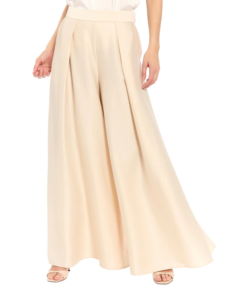 Muse Women's Satin High Rise Pleated Wide-Leg Pants