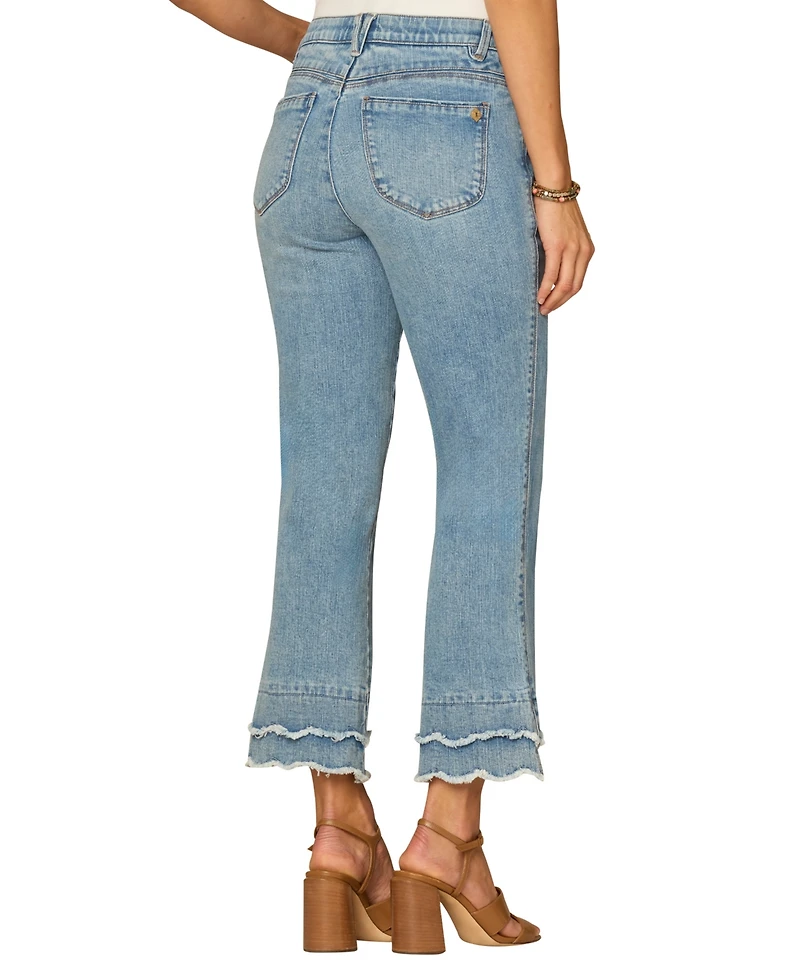 Democracy Petite "Ab" Solution Mid Rise Flared Jeans