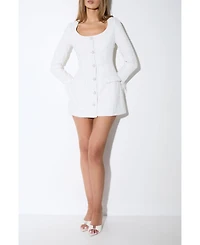 MissPap Women's Boucle feather Trim Mini Dress