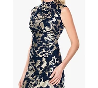 Betsy & Adam Women's Sleeveless Mock Neck Gown