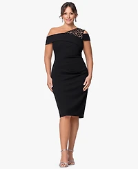 B&A By Betsy and Adam Plus Asymmetrical Neck Dress