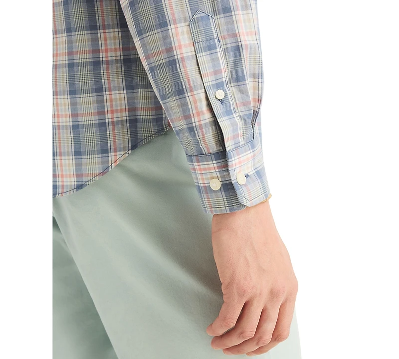 Nautica Men's Long-Sleeve Lawn Cotton Plaid Shirt