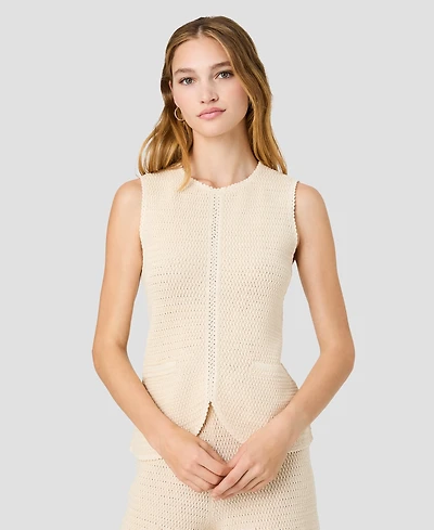 French Connection Women's Mozart Crochet Texture V-Neck Vest
