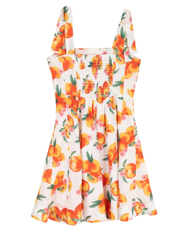 Rare Editions Girls' 7-16 Peach Print Paneled Skater Dress