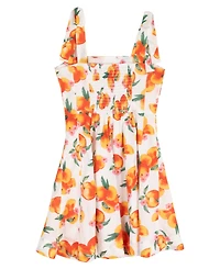 Rare Editions Girls' 7-16 Peach Print Paneled Skater Dress