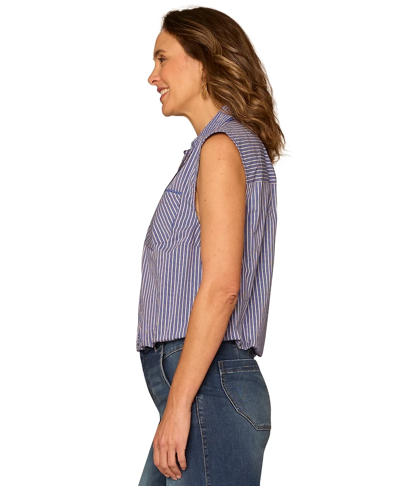 Democracy Petite Smocked Collar Woven Top