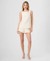 French Connection Womens Sleeveless Square Neck Top Relaxed Fit Shorts