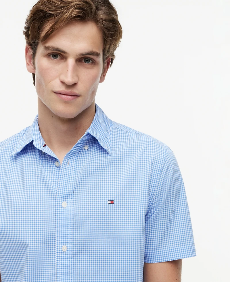 Tommy Hilfiger Men's Flex Poplin Gingham Short-Sleeve Shirt