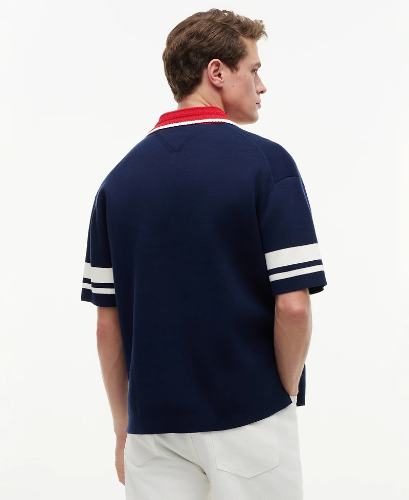 Tommy Hilfiger Men's Knitted Short-Sleeve Boxy Polo Sweater