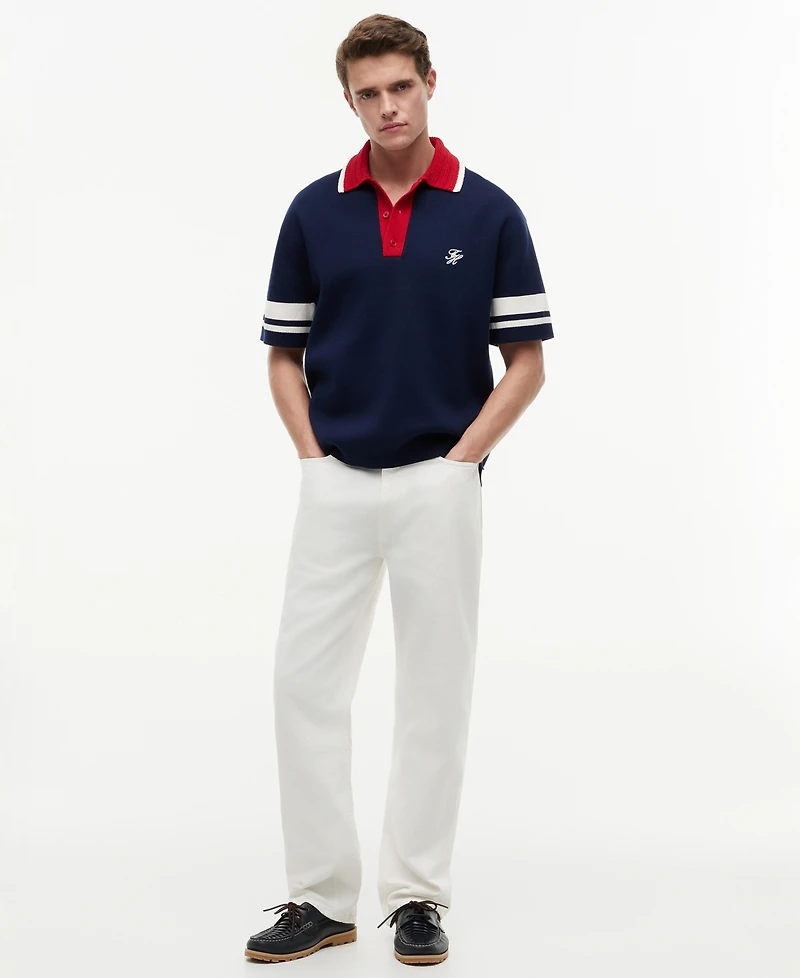 Tommy Hilfiger Men's Knitted Short-Sleeve Boxy Polo Sweater