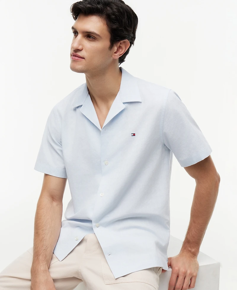 Tommy Hilfiger Men's Cotton Linen Dobby Shirt