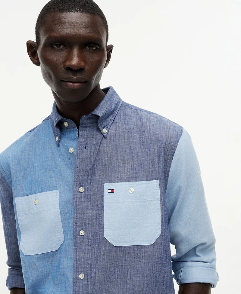 Tommy Hilfiger Men's Chambray Blocking Long-Sleeve Shirt