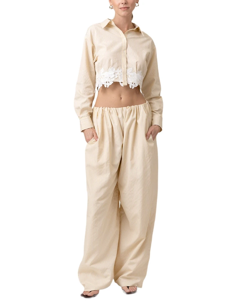 Line & Dot Women's Noemi Long-Sleeve Crop Shirt