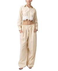Line & Dot Women's Noemi Long-Sleeve Crop Shirt