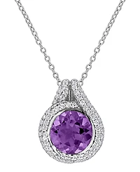 Macy's Blue Topaz (3 ct. t.w.) & White (5/8 Pendant Necklace Sterling Silver (Also Available Citrine Amethyst)