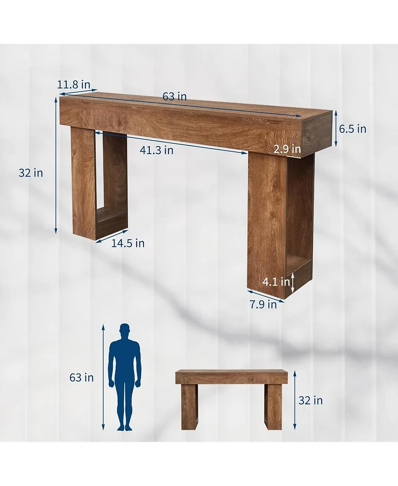 gaomon 63 Inches Long Console Table, Wooden Entry Table for Entryway, Rustic Sofa Tables Behind Couch, Farmhouse Entryway Tables for Hallway