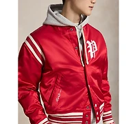 Polo Ralph Lauren Unisex Striped Ribbed Baseball Collar Logo Patch Jacket