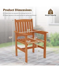 Slickblue Set of 2 Wooden Patio Chairs with Comfortable Inclined Backs