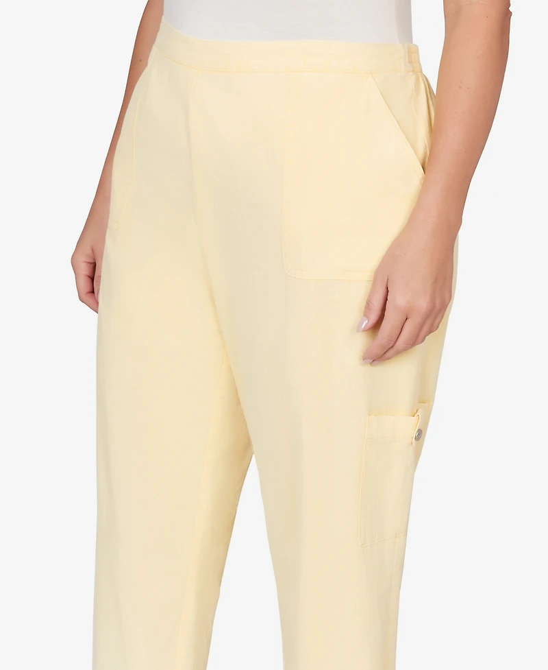 Alfred Dunner Plus Out of the Blue Fringe Denim Patch Pocket Capri Pants