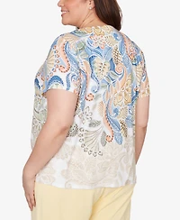 Alfred Dunner Plus Out of the Blue Ombre Paisley Short-Sleeve T-Shirt