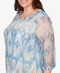 Alfred Dunner Plus Out of the Blue Dramatic Crewneck Top