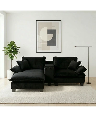 Streamdale Furniture Modular Cloud L-Shape Sofa with Storage, Usb, 2 Pillows