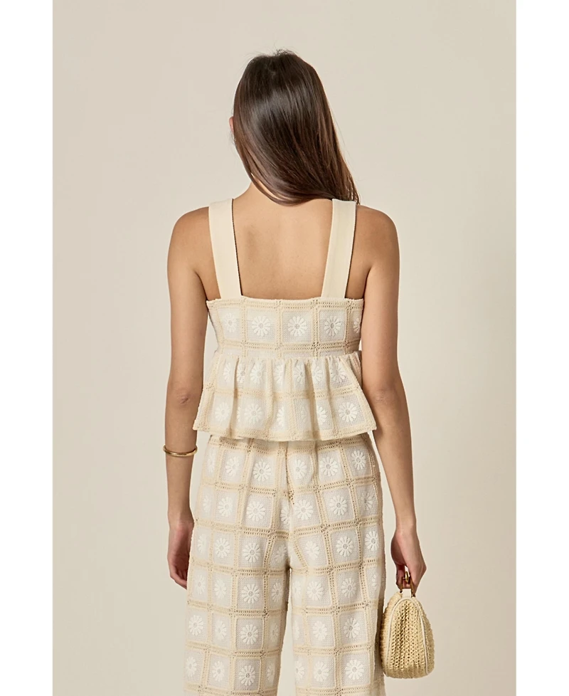 English Factory Women's The Bria Crochet Sleeveless Top