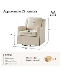 Hulala Home Lillie 30" W Farmhouse Slipcovered Down-blend Swivel Rocking Chair with Pillow Back